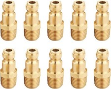 Brass 1/4 Inch NPT Male Automotive Type C, Air Hose Plug 10 Piece,