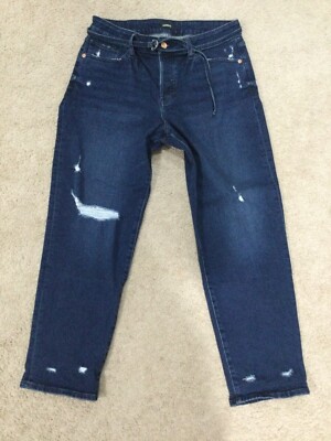 Express Jeans Women's Boyfriend Mid Rise Jeans button fly Dark