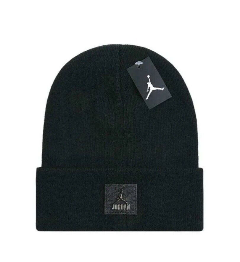 JORDAN Gorro UNISEX Negro Jump Man Tejido de Invierno NEGRO TALLA ÚNICA PUÑO Gorro NUEVO CON ETIQUETAS