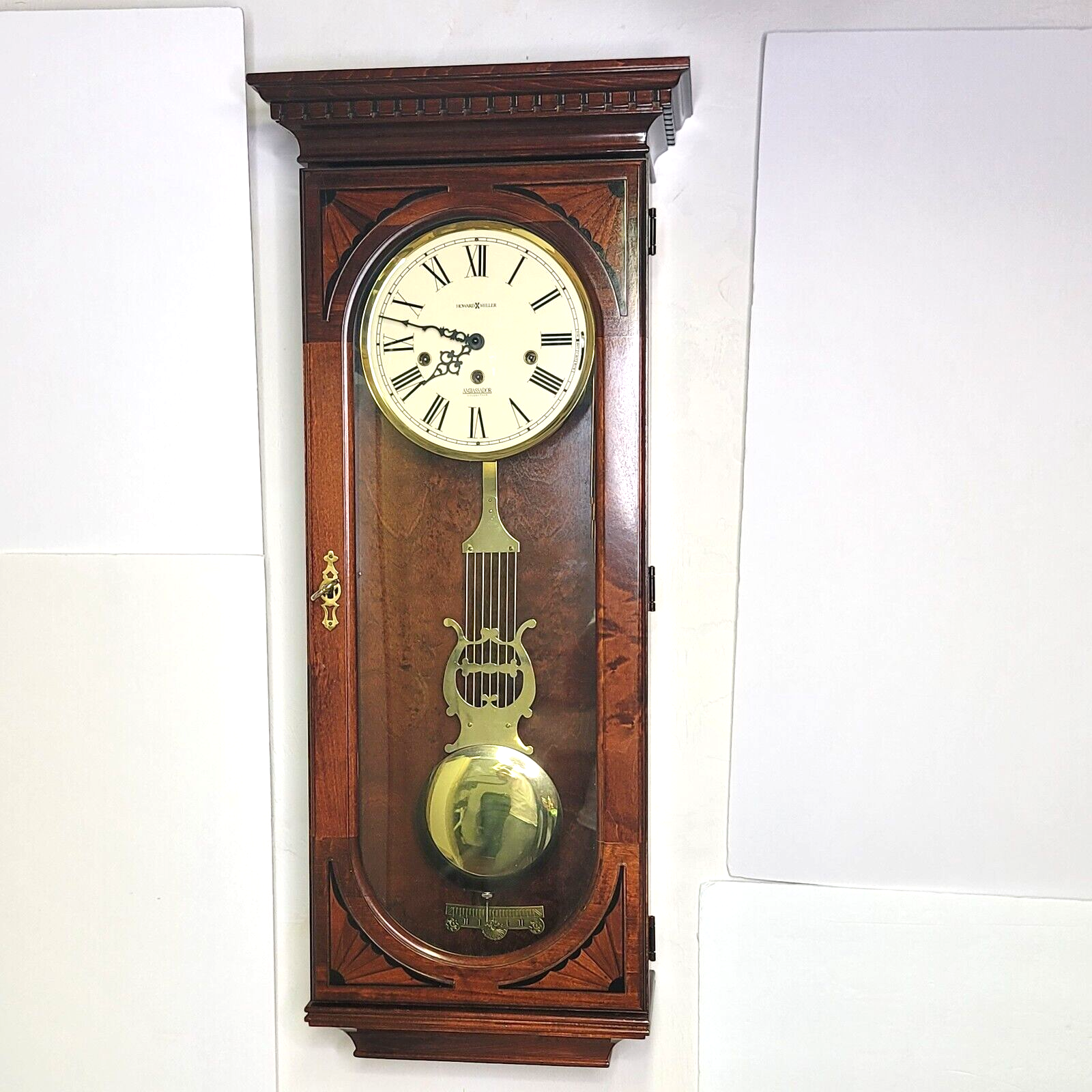 Howard Miller Wall Clock 613-637 Ambassador Collection Three Melody Chime Tested