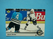 1992/93 UPPER DECK YOUNG GUNS HOCKEY CARD #566 ALEXEI ZHITNIK ROOKIE NM SHARP+