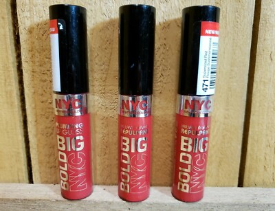  NYC Big Bold Plumping Lip Gloss 471 Supersized Red Discontinued Pack of 3