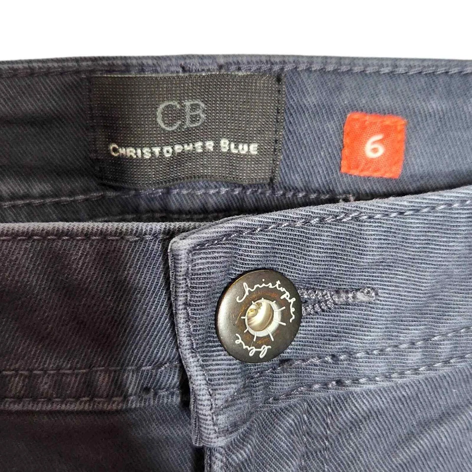 Pantalones para mujer Christopher azul pierna recta tiro medio azul grisáceo talla 6 Foto 2 de 4