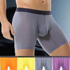 Men's Ice-Silk Underwear Long Leg Boxer Briefs Trunks Sport Shorts Breathable US