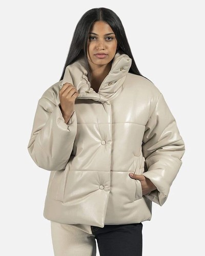 NANUSHKA Hide cream padded faux leather 