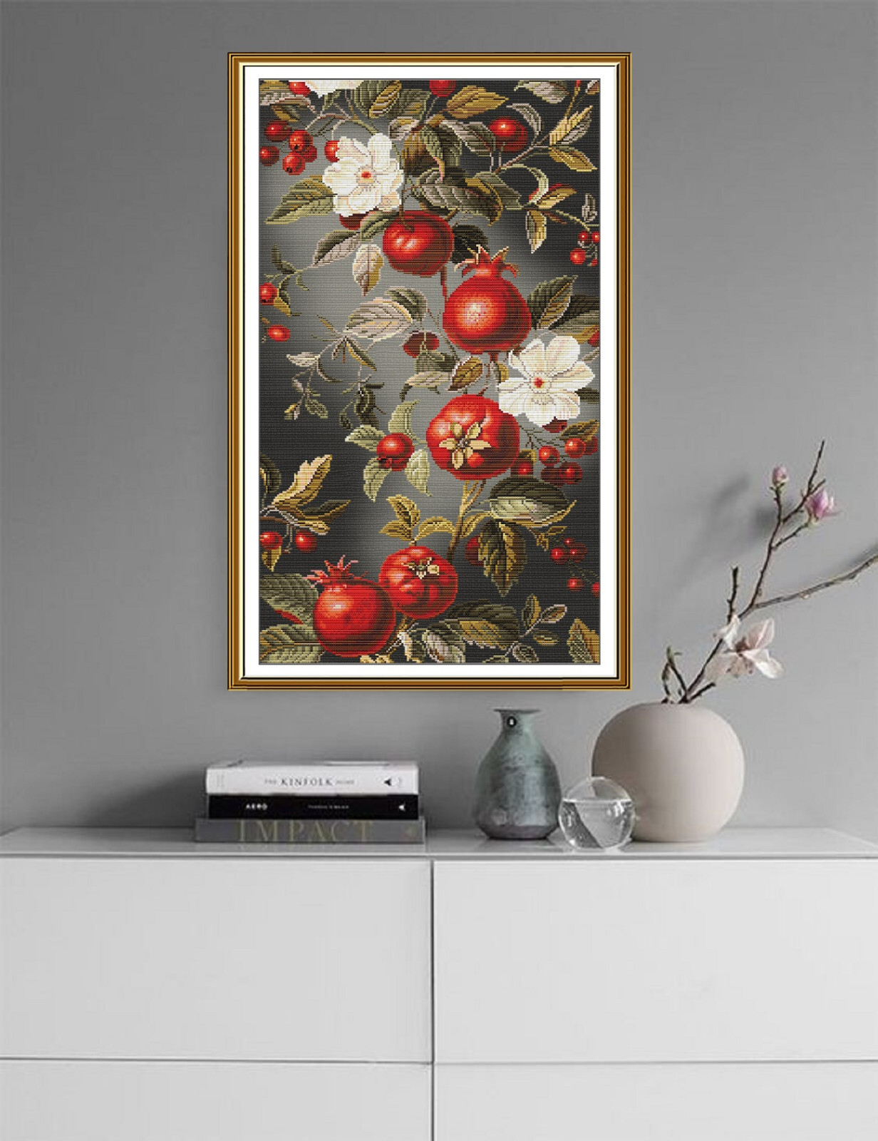 Counted cross stitch kit DIY unprinted canva Pomegranate Bouquet embroidery hand