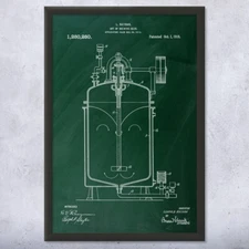 Beer Brewing Tank Patent Wall Art: Beer Wall Art, Brewing Gifts, Bar Decor