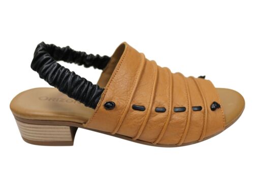 Orizonte Jara Womens European Leather Low Heel Comfortable Sandals - Picture 1 of 14