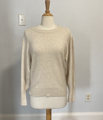 Karen Kane Sweater Womens Extra Small Crem Crewneck Juliet Sleeve Minimalist