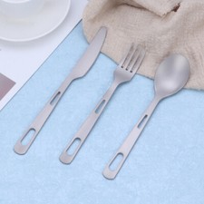 Titanium Flatware Knife Fork Spoon Set Lightweight Ti Camping Utility Cutlery