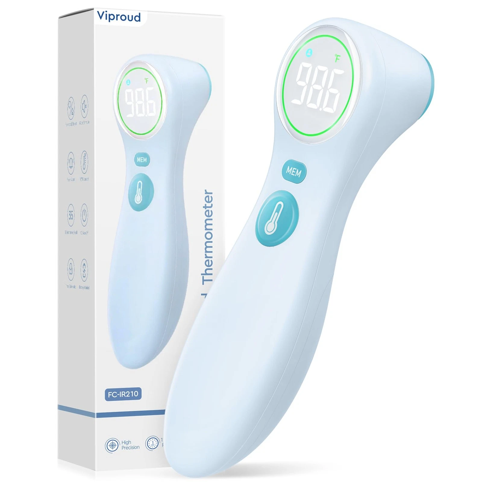 No-Touch Thermometer for Adults and Kids, 1-Second Fast Reading, Blue