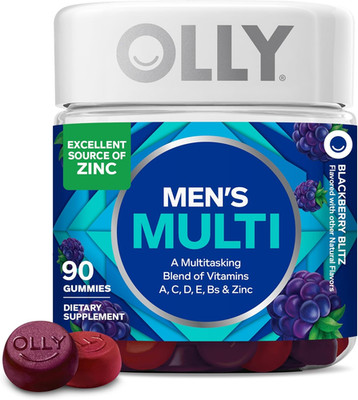 Men'S Multivitamin Gummy, Vitamins A, C, D, E, B, Zinc, Blackberry Flavor, 45 Da