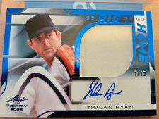 2025 Leaf Trinity Nolan Ryan Blue Go Big Or Go Home Game Used Jersey AUTO 7/12