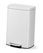 13 gal / 50 L Metal Kitchen Trash Can with Lid, Large 13.2 Gallons White