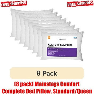 (8 pack) Mainstays Comfort Complete Bed Pillow, Standard/Queen