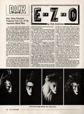 vtg 80's E-Z-O MAGAZINE PINUP PAGE Japanese Metal Band Masaki Shoyo EZO Print Ad