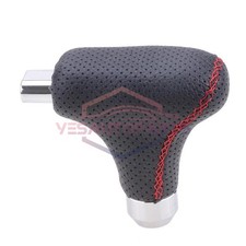 Leather Gear Stick Shifter Handle Shift Knob With Button Automatic Transmission