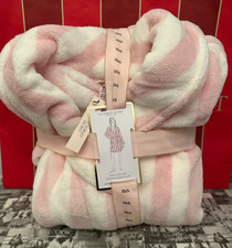 NWT Victoria's Secret Short Cozy Plush Robe ICONIC Pink Stripes Size  XS / S 🎀