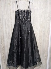 Morgan  Co. - Black Tulle Gown Embroidered Floral Vines With Netting -Size 7/8
