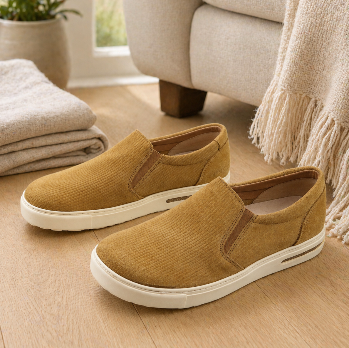 Birkenstock Oswego Shoes Mens 10 Tan Suede Casual Taupe Slip On