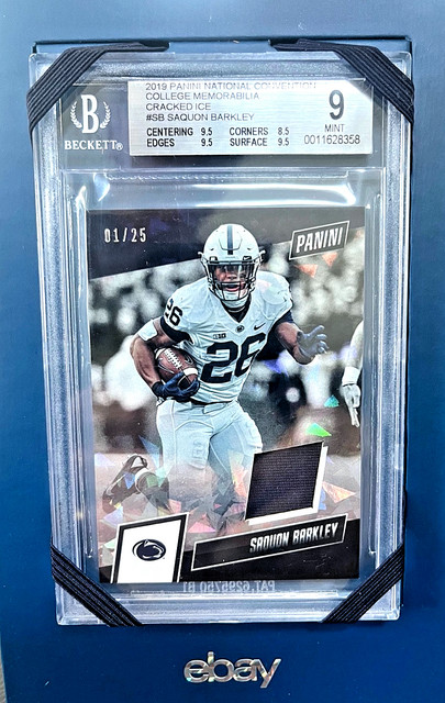 Saquon Barkley RC BGS 9 Mint Serial # 01/25 Panini Nat. Conv. Cracked Ice