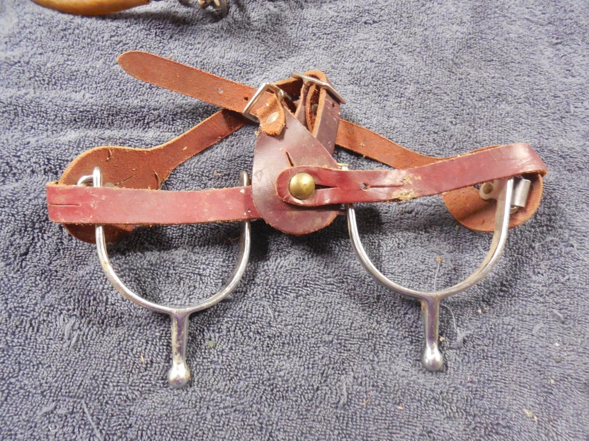 Éperons D'équitation Vintage Style Anglais Avec Lanières Cuir - Occasion