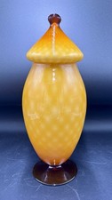 Apothecary Candy Jar Empoli Italy Butterscotch Optic Cased Glass Circus Tent