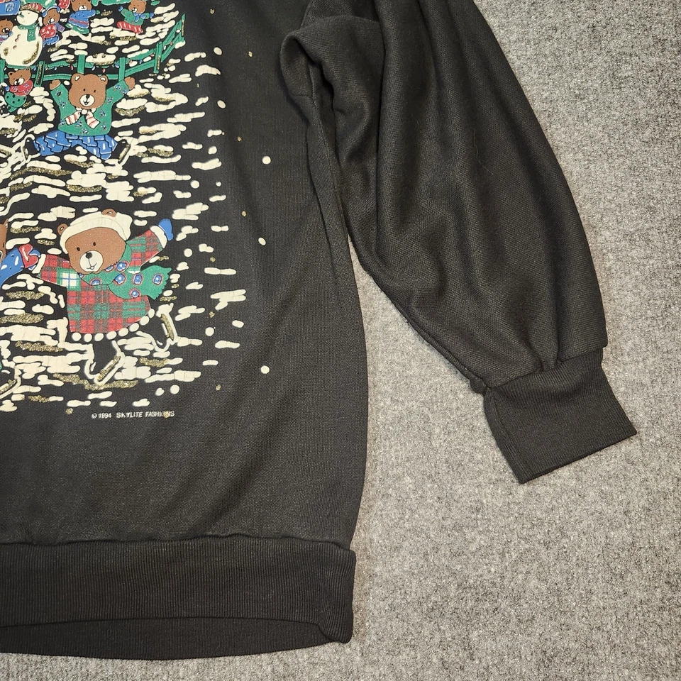 Suéter Vintage Mujer L/XL Oso de Peluche Negro Vacaciones Abuela Cascanueces 1994 Foto 2 de 4