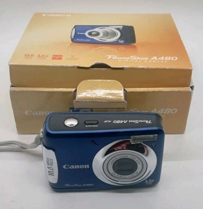 Canon PowerShot A480 10.0MP Digital Camera - Blue for sale online