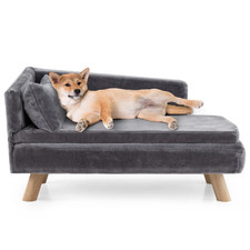 Gray Elevated Pet Sofa Bed with Soft Cushion for Small to Medium Pets