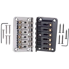6 String Roller Saddle Hardtail Bridge with Wrench Screws for Electric Guitar A