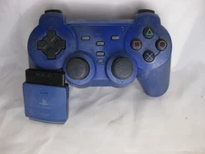 PS2 Wireless Force Controller Blue with Dongle FOR PARTS OR REPAIR AS-IS.