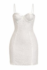 Fashion Nova Charlotte Lace Mini Dress White Corset Bustier Bodycon Size M NWT