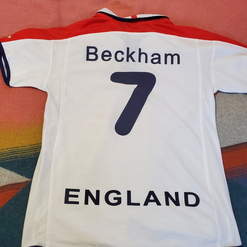England Soccer Jersey #7 David Beckham World Cup S White Football League 3 Lions