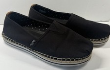 Bob  s By Skechers Black Espadrille Slip In Flat Shoes 8.5