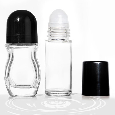 2 PCS Empty Glass Roller Bottles Plastic Roller Ball,Deodorant Roll on Bottles f