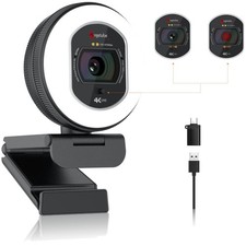 UHD Streaming Webcam mit Auto-Fokus, Ringlich...