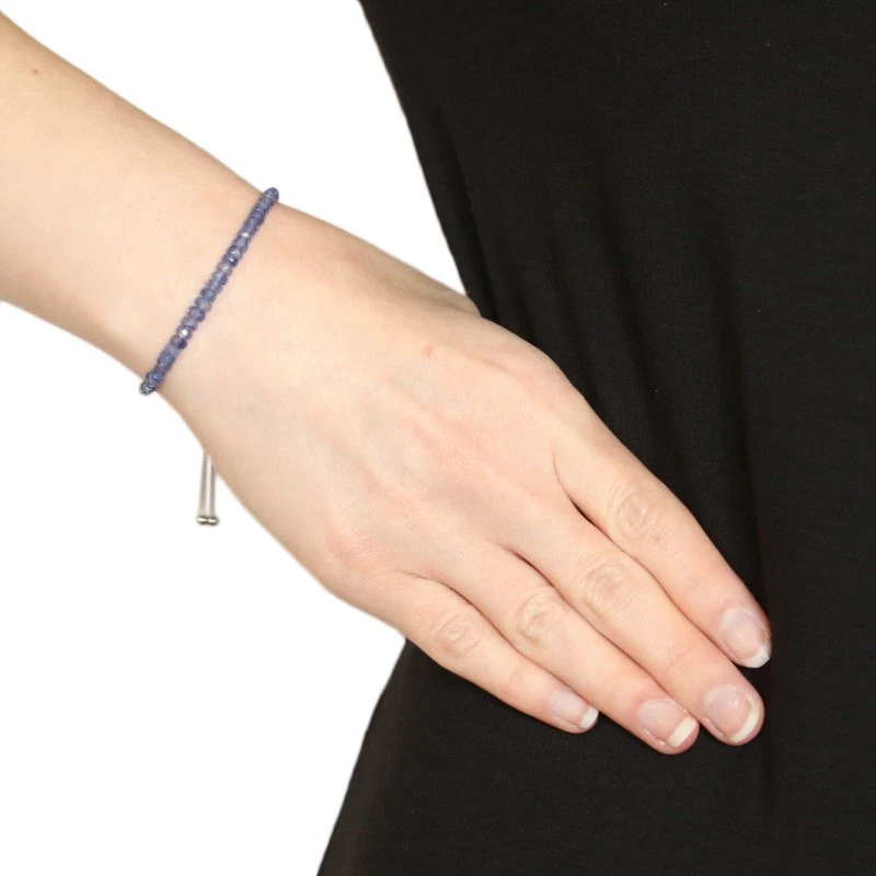 Pulsera Bolo de Zafiro y Circón Relleno de Vidrio Plata - 925 1.00ctw Ajustable Foto 2 de 4