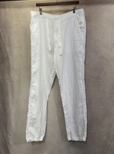 NEW Saks Fifth Avenue Women’s XL White Beach 100% Linen Pants $128