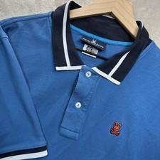 Psycho Bunny Polo Shirt Mens 8 2XL Blue Twin Tipped Pique Pima Cotton Preppy