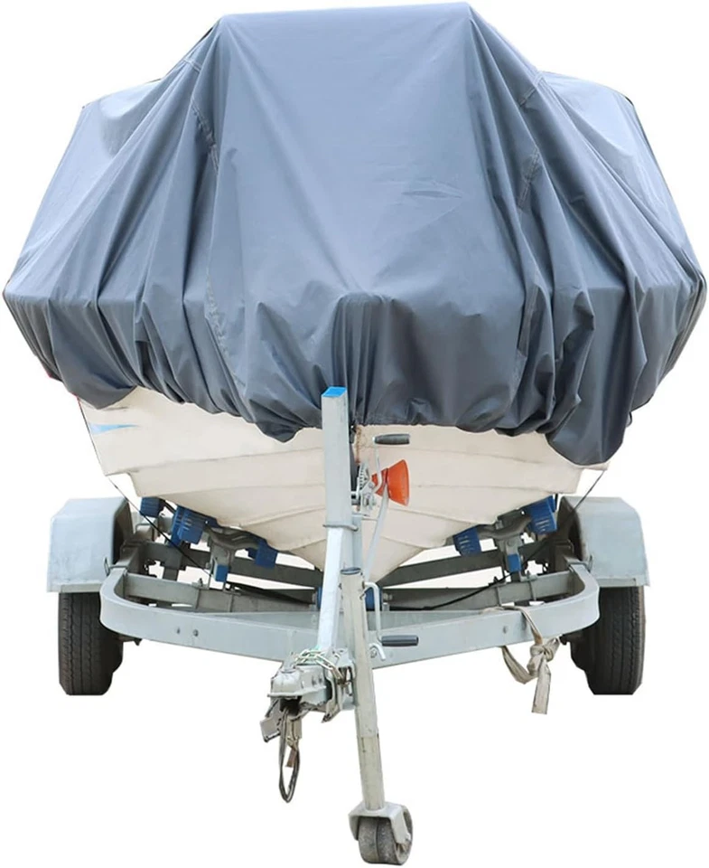14-16Ft 90 Beam Width Gray Heavy Duty PEVA Boat Cover Replacement for V-Hull Fis - Image 3 of 4