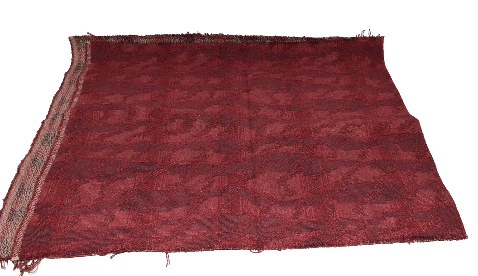 Vintage Abstract Geometric Design Red Thick Upholstery Fabric 50" x 21" - Image 2 of 4