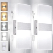 Wall Sconces Plug in, Adjustable 4 Color Temperature Modern LED Wall Sconce, ...