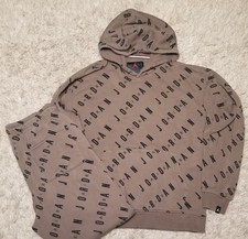 Air Jordan Essentials Sweatsuit Fleece Tracksuit Streetwear Java Brown AOP Sz M