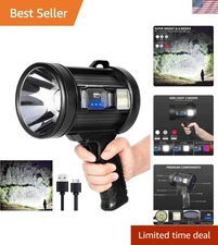 Rechargeable Spotlight, 90,000 Lumens Handheld Hunting Flashlight Led Spot Li...