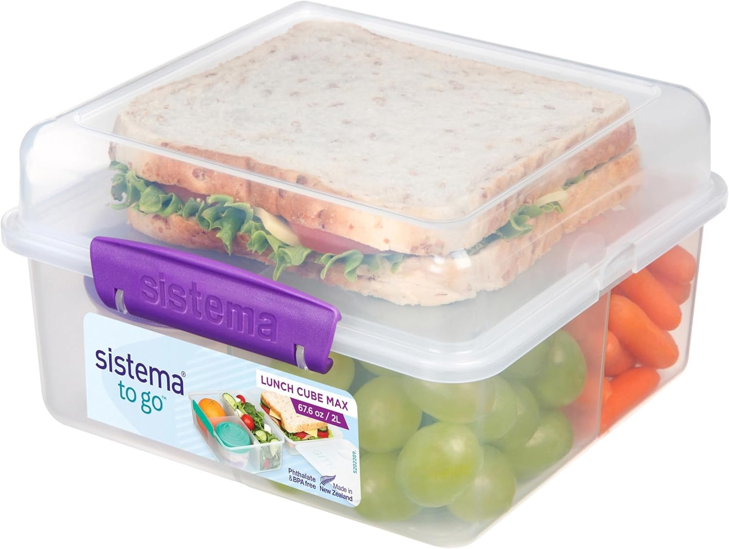 Sistema to GO Lunch Cube Max | 2 L | School Lunch Box with Compartments & Snack