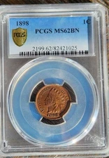 1898 Indian Cent PCGS MS62BN BEAUTIFUL COIN 127 YEARS OLD