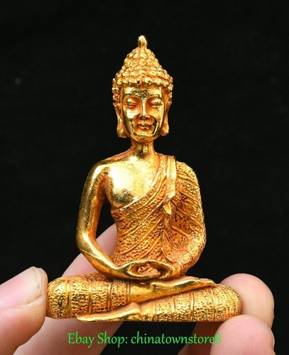 2,5 Zoll alte tibetische Bronze Buddhismus Shakyamuni Sakyamuni Amitabha Buddha Statue
