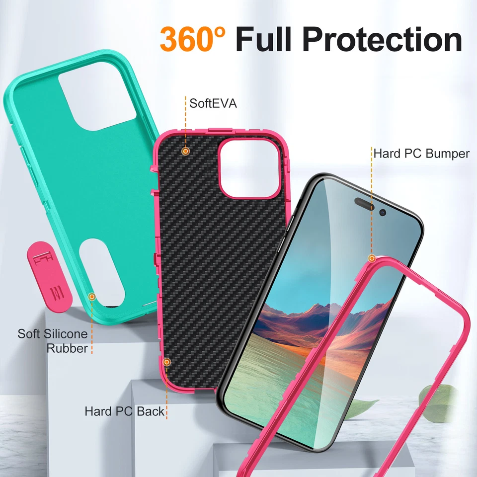For iPhone 15 Pro Max 14 13 12 11 XR XS Phone Case Heavy Duty Shockproof Cover - Image 3 of 4