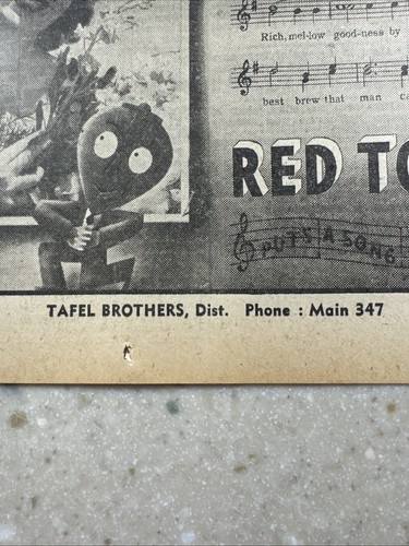 1944 Tafel Brothers Piqua, Ohio Red Top Beer Newspaper Advertisement World War 2 - Picture 4 of 6